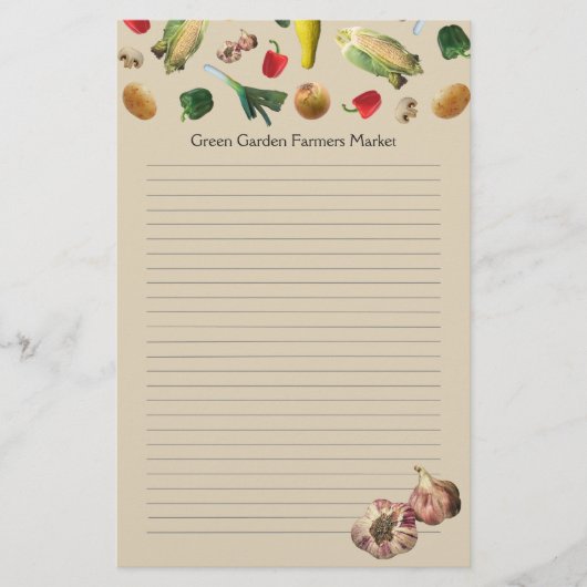 Moestuin Groenten Boeren Aangepaste Briefhoofd Briefpapier (Voorkant)
