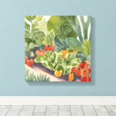 moestuin | Waterverf schilderij Canvas Afdruk (Insitu (Houten vloer))