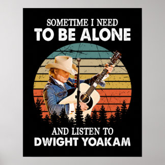 Moet alleen zijn en naar Dwight Yoakam Retro luist Poster