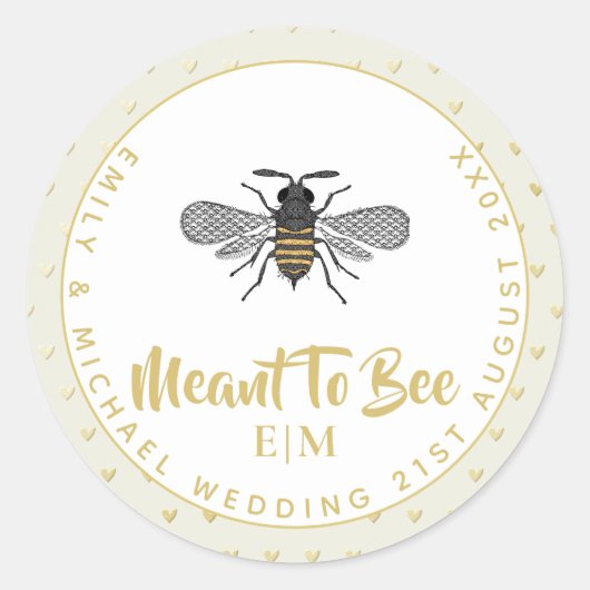 Moet BEE Monogram Trouw Bruidscadeau Bedankt Ronde Sticker (Voorkant)