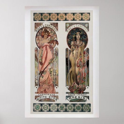 Moet Chandon van Alphonse Mucha Antiek Poster (Voorkant)