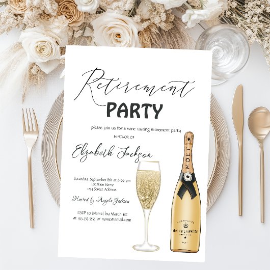 Moet Fles Glas Pensioenfeest Kaart