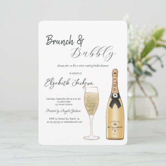 Moet Flessenglas Brunch & Bubble Kaart (Staand voorkant)