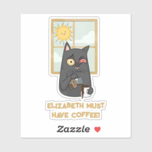 Moet koffie hebben losgescheurde kat gieten Java Sticker