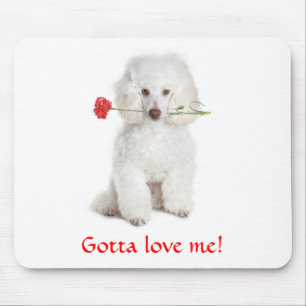 Moet Mijn Witte Poodle met Anjer Muismatje Liefheb Muismat