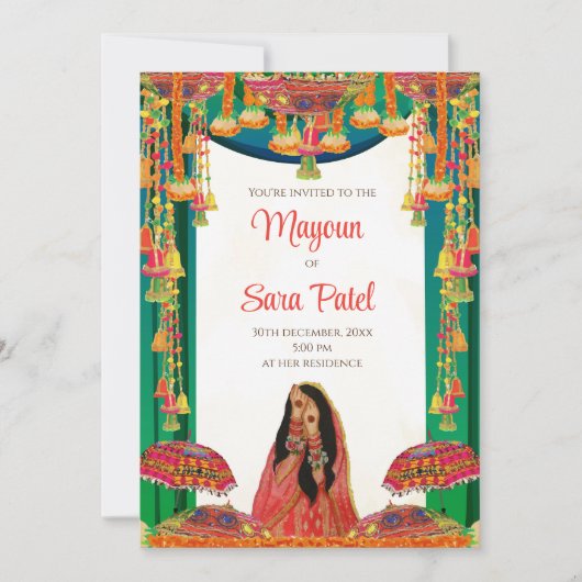 Moet uitnodigen als Mayoun uitnodigingen & Pithi u (Voorkant)