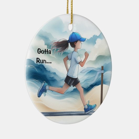 Moet Vrouw Runner Keepsake draaien Keramisch Ornament (Rechts)