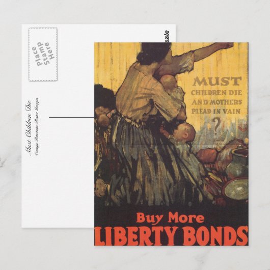 Moeten kinderen sterven briefkaart (Voorkant / Achterkant)