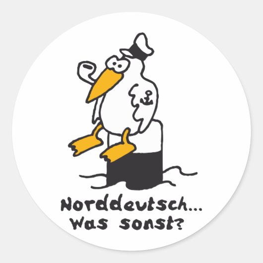 Moewe am Hafen 3c norddeutsch Ronde Sticker (Voorkant)