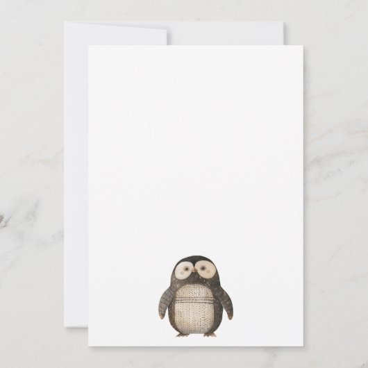 Moeze Gehaakte Pinguïn Baby Borrel Kaart (Achterkant)
