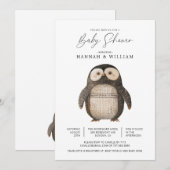 Moeze Gehaakte Pinguïn Baby Borrel Kaart (Voorkant / Achterkant)