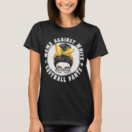 Moezen Tegen Witte Softbalbroek Rommelige Knot Moe T-shirt