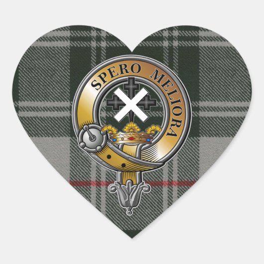 Moffat Tartan & Badge Hart Sticker (Voorkant)