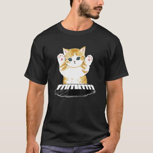 Mofu Sand Cat Piano T-shirt (Voorkant)