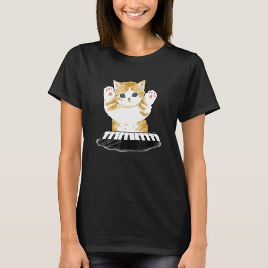 Mofu Zand Kat Piano T-shirt (Voorkant)