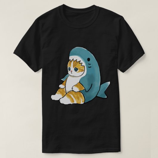Mofu Zand Kute Cat Tekening in Shark Outfit T-shirt (Design voorkant)