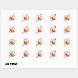 MOG MOG Stomach – Kawaii Burger & Fries Ronde Sticker