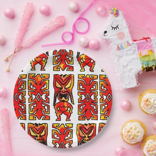 Mog Mog Warrior Tiki Papieren Bordje (Feest)