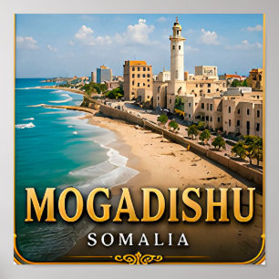 Mogadishu Indische Oceaan en Historische Vuurtoren Poster