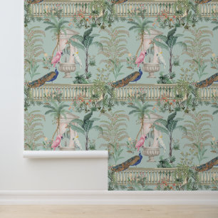 Mogal Tuin Papegaai Peacock Tropisch Bos Behang