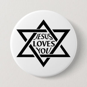 Mogan David Star - Jezus houdt van jou Ronde Button 7,6 Cm