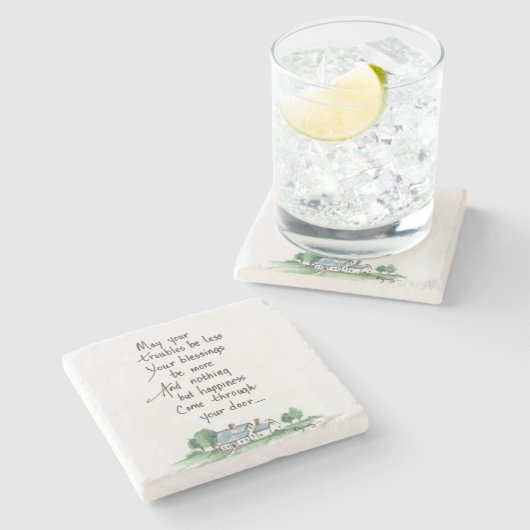 "Moge al uw problemen minder zijn" Schetsdocument  Stenen Onderzetter (Zijkant)