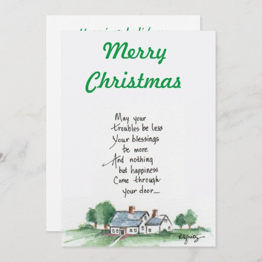 "Moge al uw problemen minder zijn" Schetst van het Feestdagenkaart (Voorkant / Achterkant)