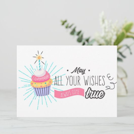 Moge al uw wensen uitkomen. feestdagenkaart (Staand voorkant)