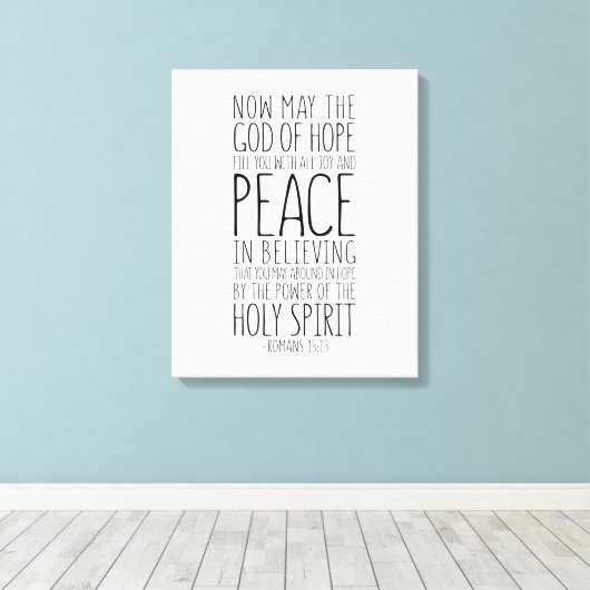 Moge de God van de Hoop, Romeinen 15:13 Canvas Afdruk (Insitu (Houten vloer))