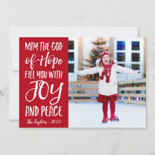Moge de God van Hoop Vreugde Vrede Kerstmis Fotoka Feestdagenkaart