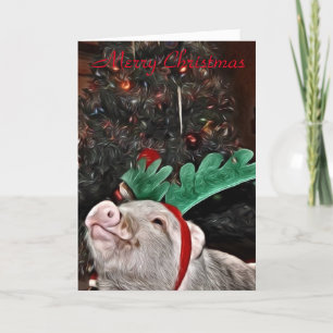 Moge de kerstsfeer, het Wenskaart van Pig. Feestdagen Kaart