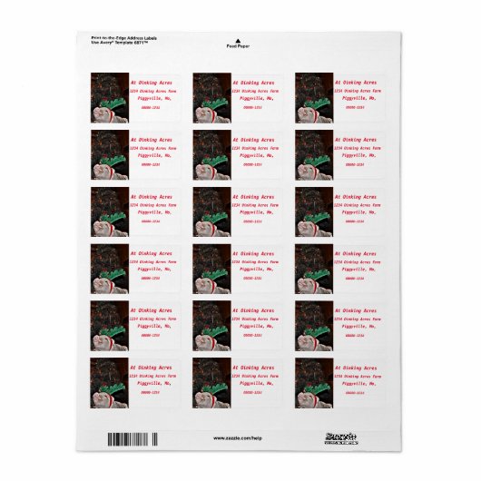 Moge de kerstsfeer, Varken Adresetiketten Etiket (Full Sheet)