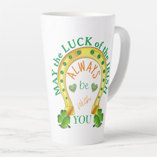 Moge de Luck of the Irish Shamrock Hoefijzer Latte Mok (Rechterhoek)