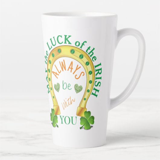Moge de Luck of the Irish Shamrock Hoefijzer Latte Mok (Rechts)