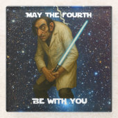 Moge de Vierde met u zijn (Wiskunde-ter)! Glazen Onderzetter (Voorkant)