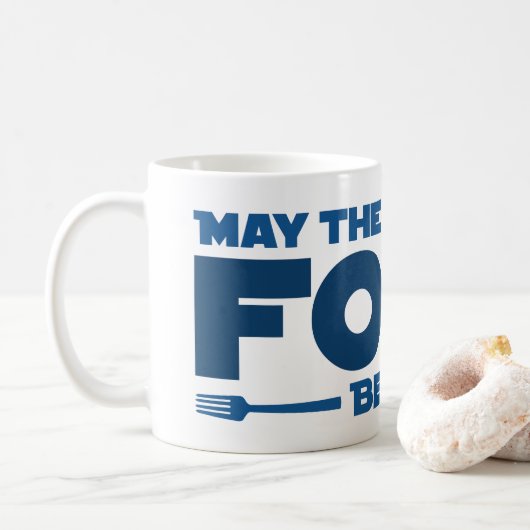 Moge de vork bij u zijn koffiemok (Met donut)