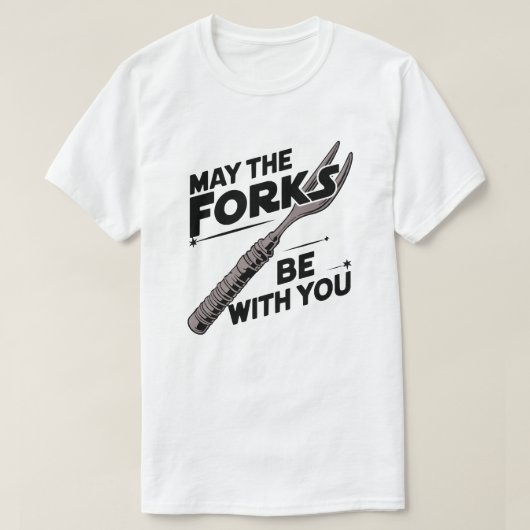 Moge de vorken bij je zijn - Funny Fork Pun Design T-shirt (Design voorkant)