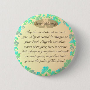 "Moge de weg omhoog gaan..." Irish Blessing Shamro Ronde Button 5,7 Cm