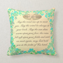 "Moge de weg omhoog gaan..." Shamock Irish Blessin Kussen