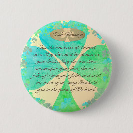 "Moge de weg omhoog gaan..." Shamrock Irish Blessi Ronde Button 5,7 Cm