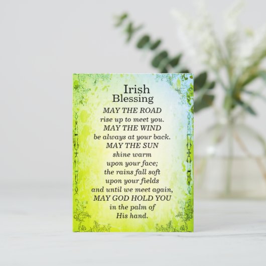 Moge de weg omhoog om u te ontmoeten, Ierse zegeni Briefkaart (Staand voorkant)