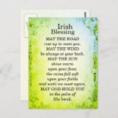Moge de weg omhoog om u te ontmoeten, Ierse zegeni Briefkaart (Voorkant / Achterkant)
