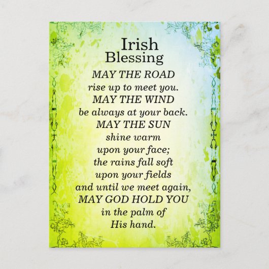 Moge de weg omhoog om u te ontmoeten, Ierse zegeni Briefkaart (Voorkant)