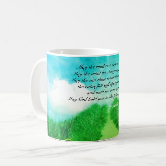 Moge de weg omhoog om u te ontmoeten, Ierse zegeni Koffiemok (Voorkant links)