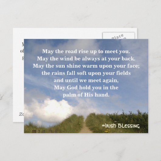 Moge de Wegrijping omhoog om u te ontmoeten, Irish Briefkaart (Voorkant / Achterkant)