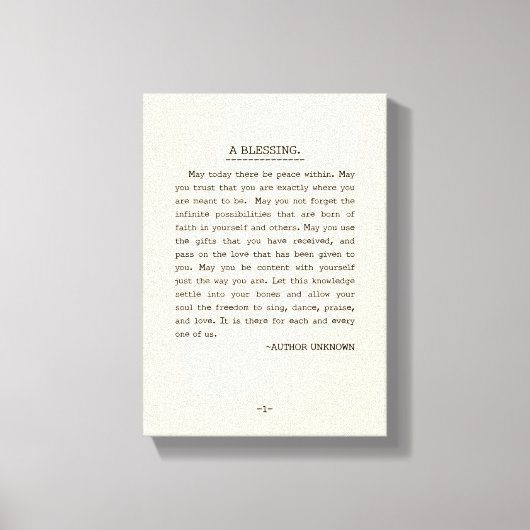 Moge er vandaag vrede heersen binnen canvas afdruk (Voorkant)