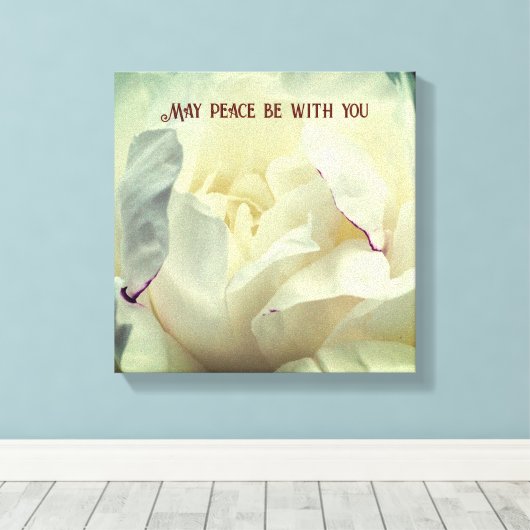 Moge er vrede zijn met jullie Peony-Inspirerend Canvas Afdruk (Insitu (Houten vloer))