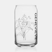 Moge Geboorte Bloem Lelie van de Vallei met Naam Blikvorm Glas (Voorkant)