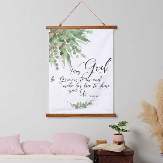 Moge God grijze, groene en gouden bladeren zijn Hangend Wandkleed (Slaapkamer)