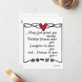 "Moge God je...gezegde rood hart Notitiekaartje (Voorkant / Achterkant in situ)